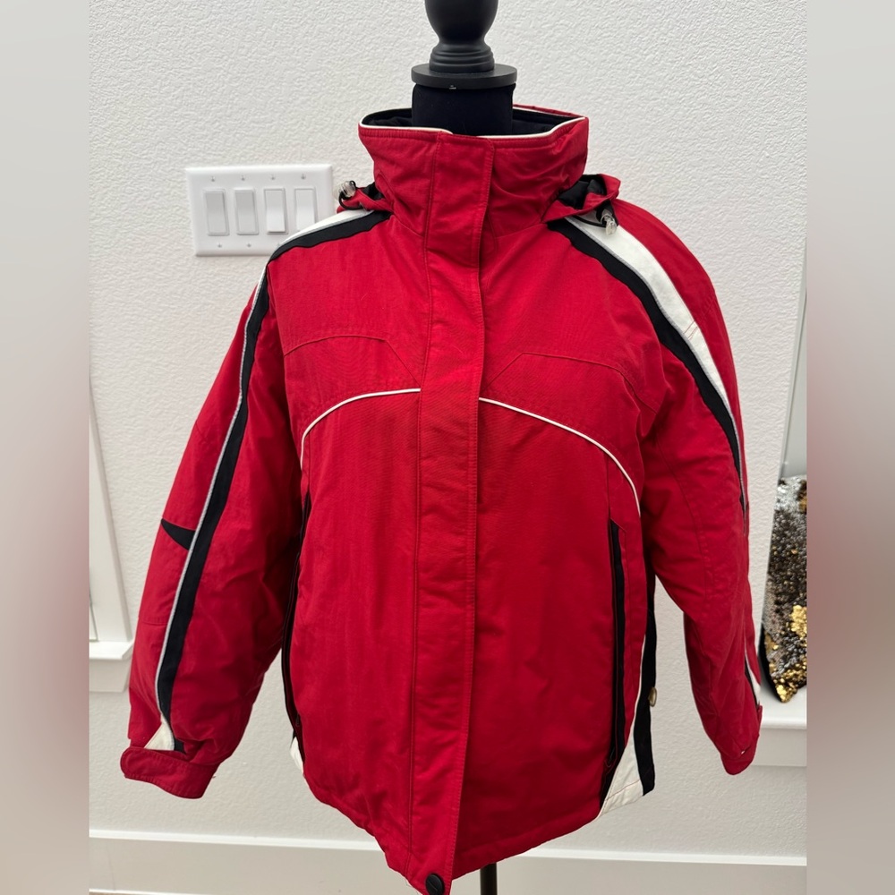 Polar Edge Red Ski Jacket with Hood and Reflective Details